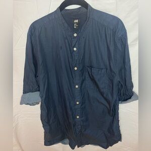 H&M Dark Blue Mandarin Button Down